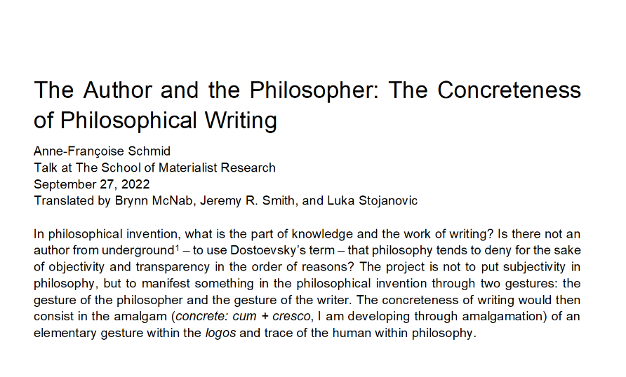 The Author and the Philosopher: The Concreteness of Philosophical Writing